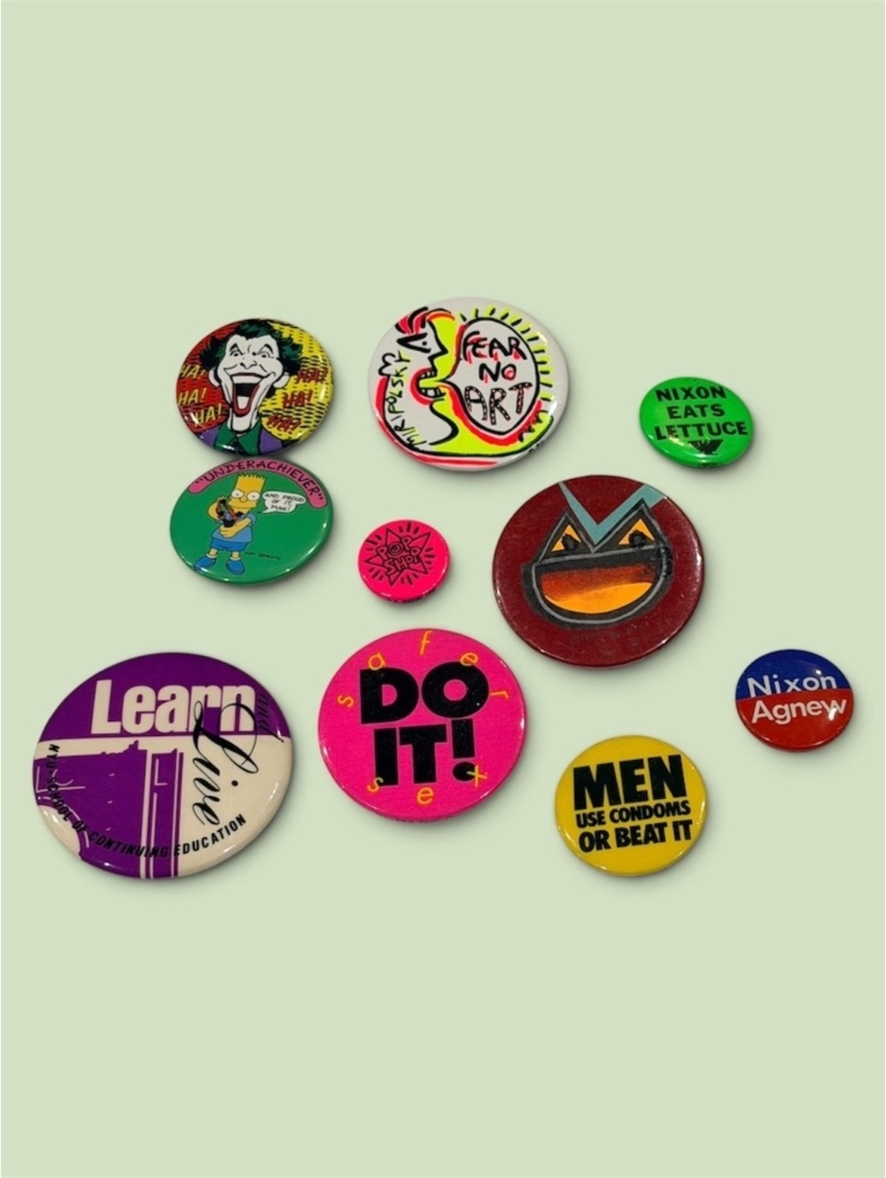 Vintage Assorted Political and Pop Culture Button Pins Collection